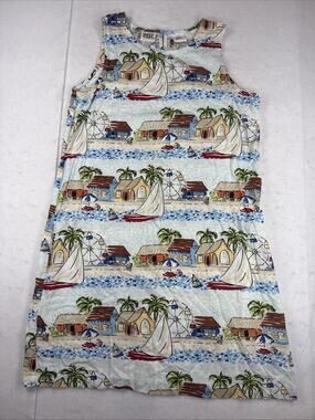 VTG 90’s Line Two Women’s Mini Dress Size M Sleeveless Beach Sun Vacation Resort